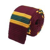 Burgundy Gold Green Striped Knitted Tie