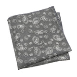 Gray White Paisley Pocket Square