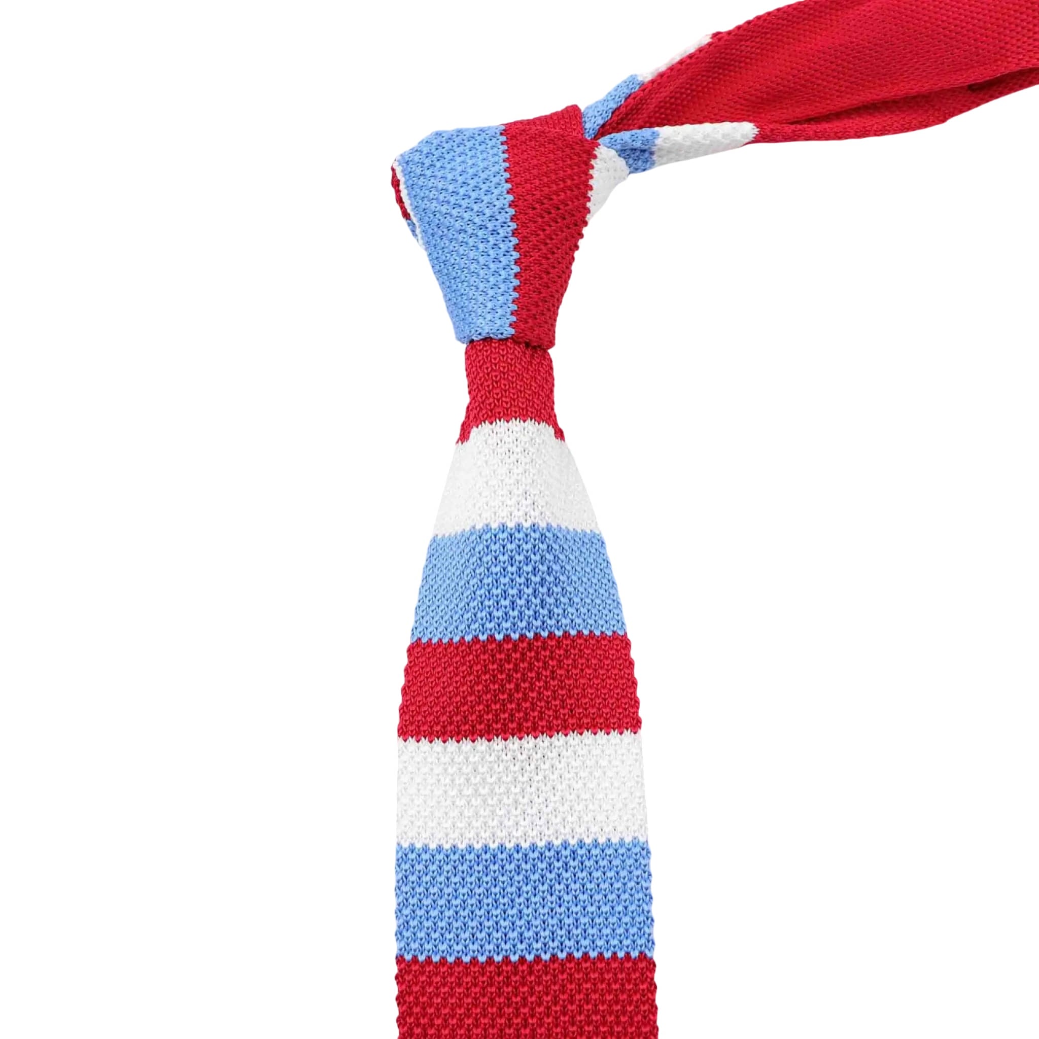 Red Blue Striped Knitted Tie