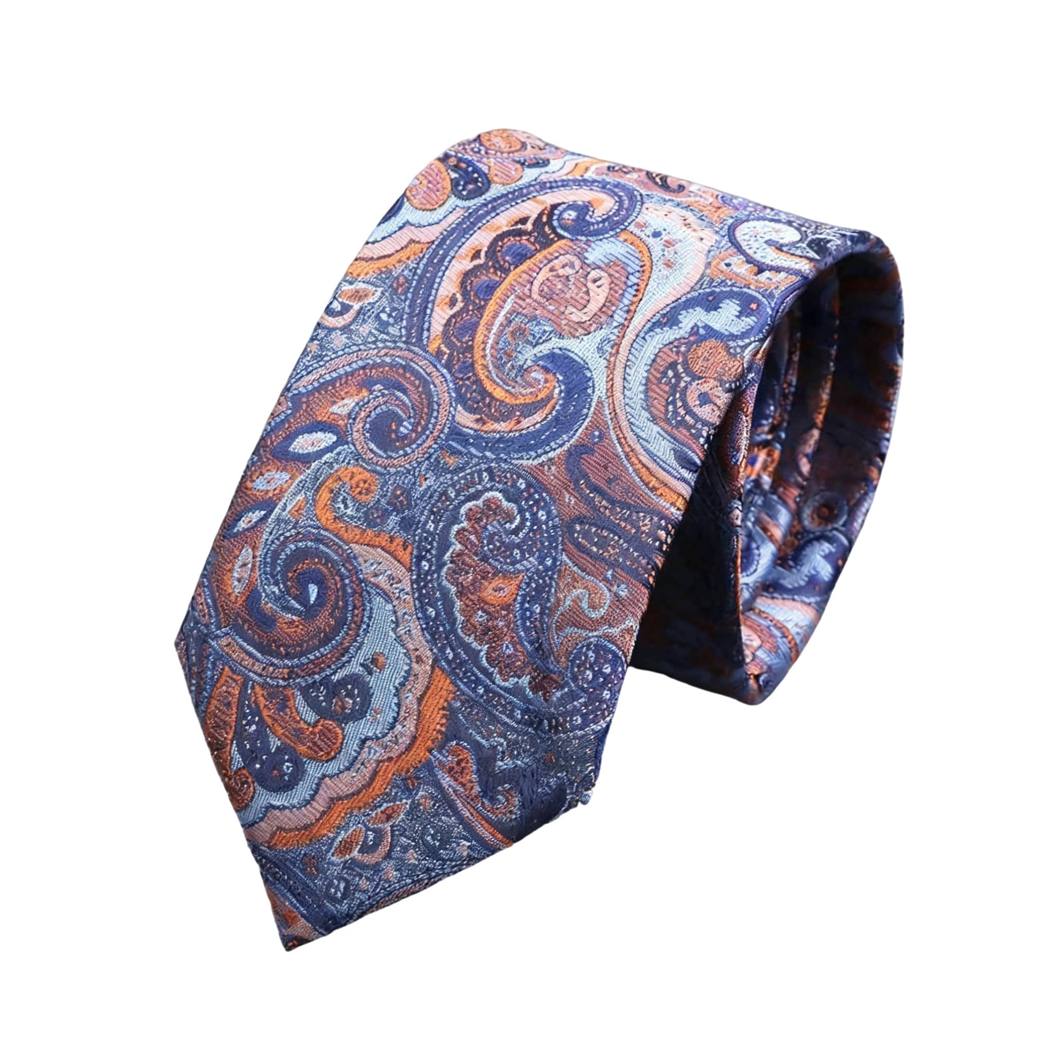 Blue Orange Paisley Necktie