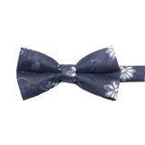 Navy Blue White Floral Bowtie