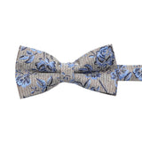Beige Blue Floral Bowtie
