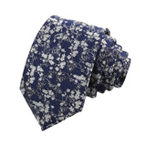Navy Blue White Floral Necktie