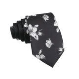 Black Silver Floral Necktie
