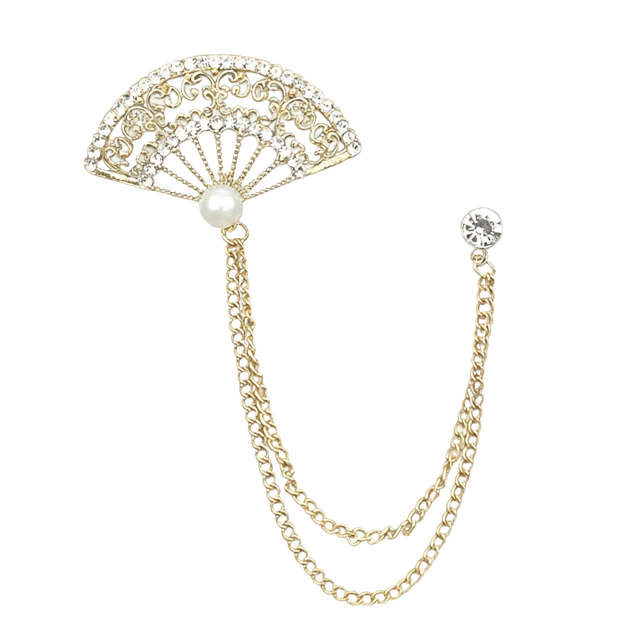 Gold White Fan Lapel Pin