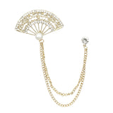 Gold White Fan Lapel Pin