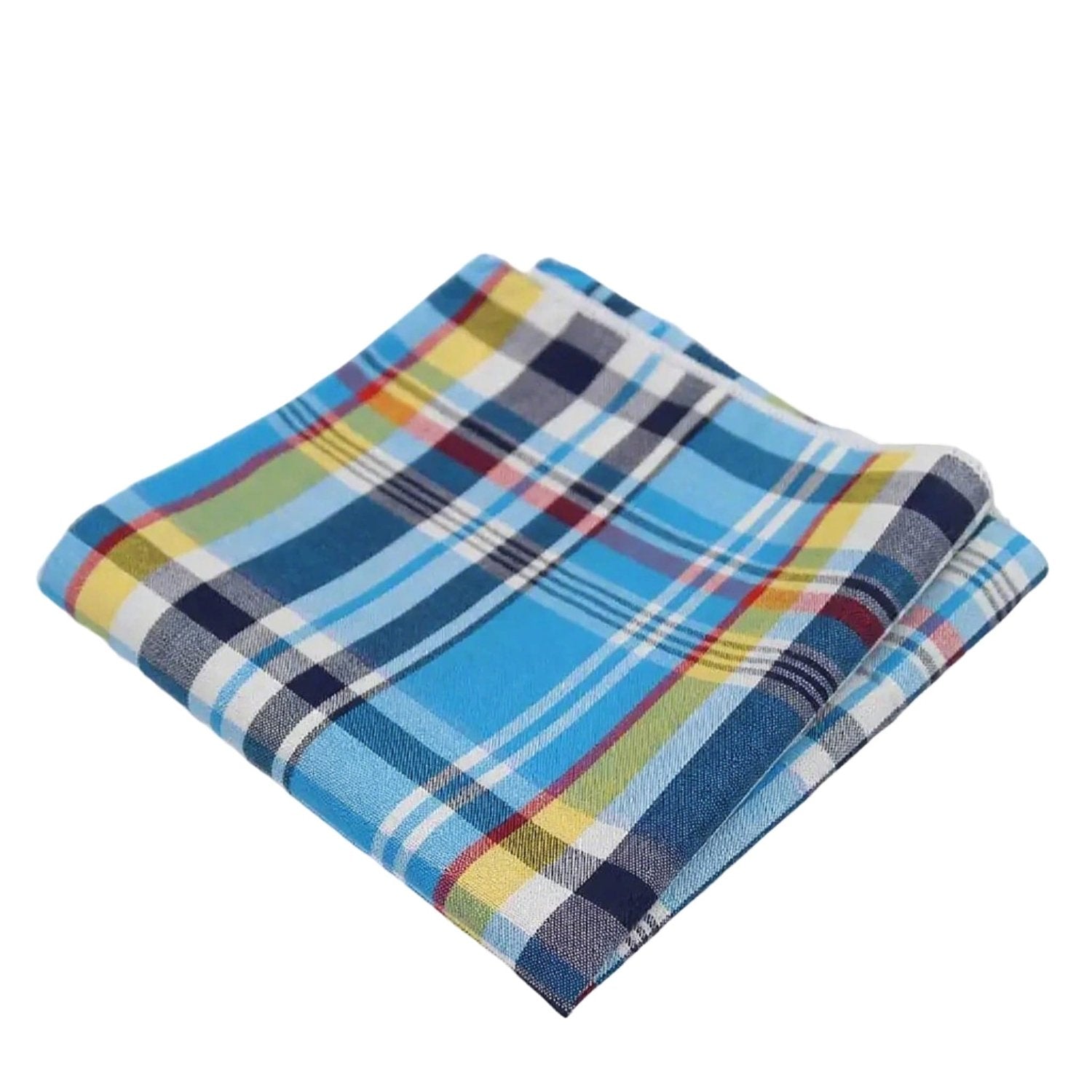 Red With Multi - colored Plaid Pocket Square