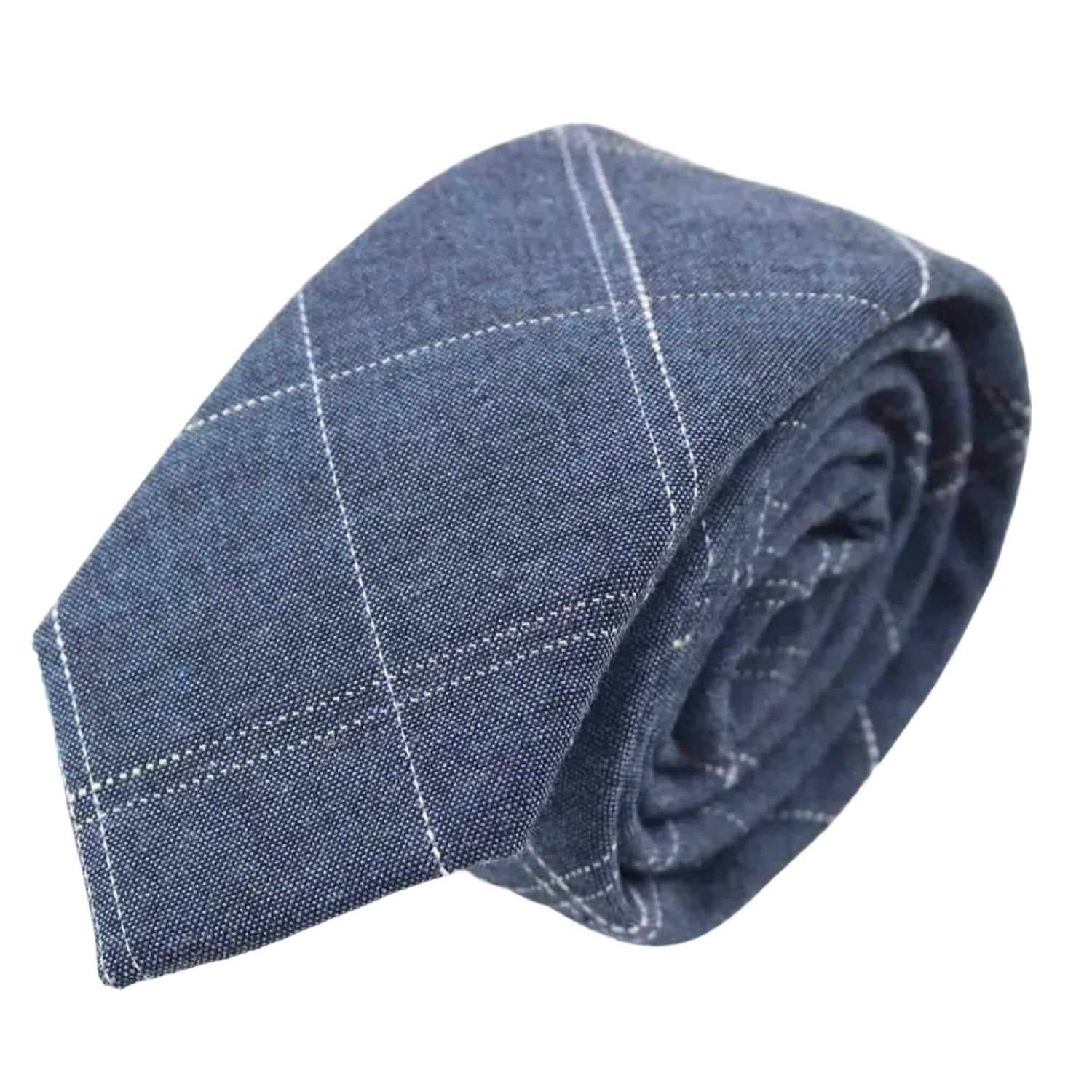 Blue With White Checkered Necktie