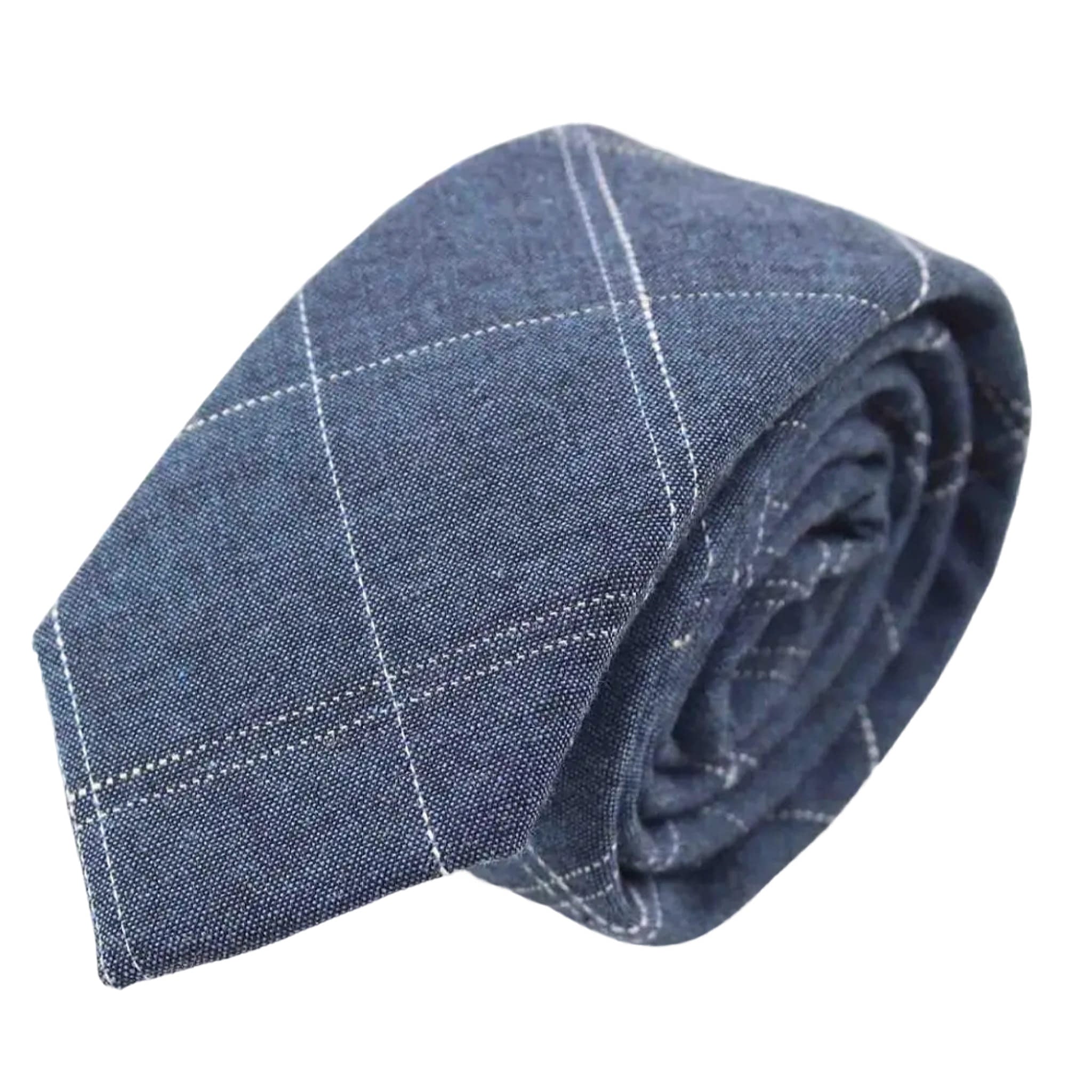 Blue White Plaid Tie