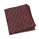 Burgundy White Geometric Pocket Square