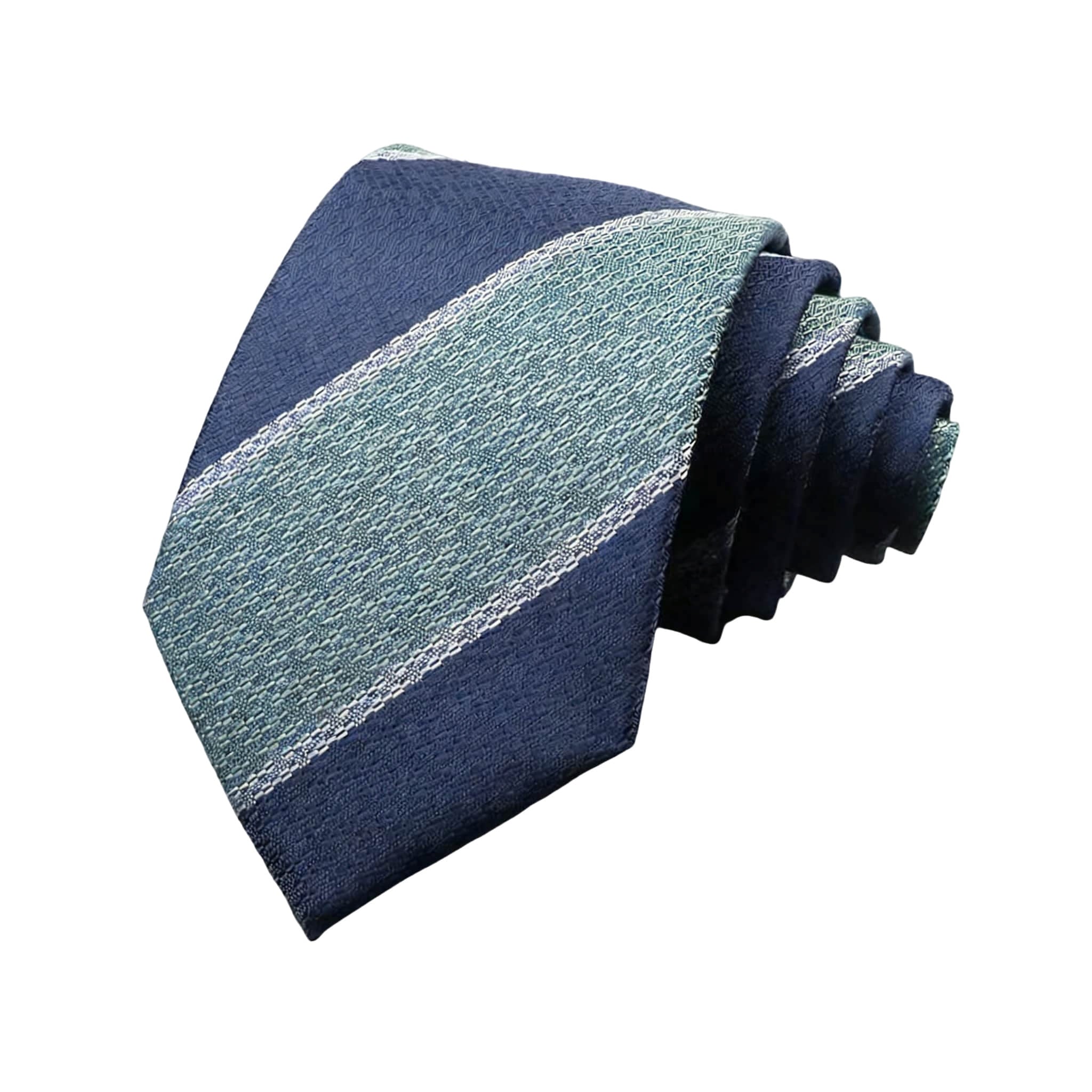 Navy Blue Green Striped Necktie