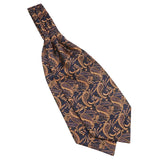 Navy Blue Gold Paisley Ascot
