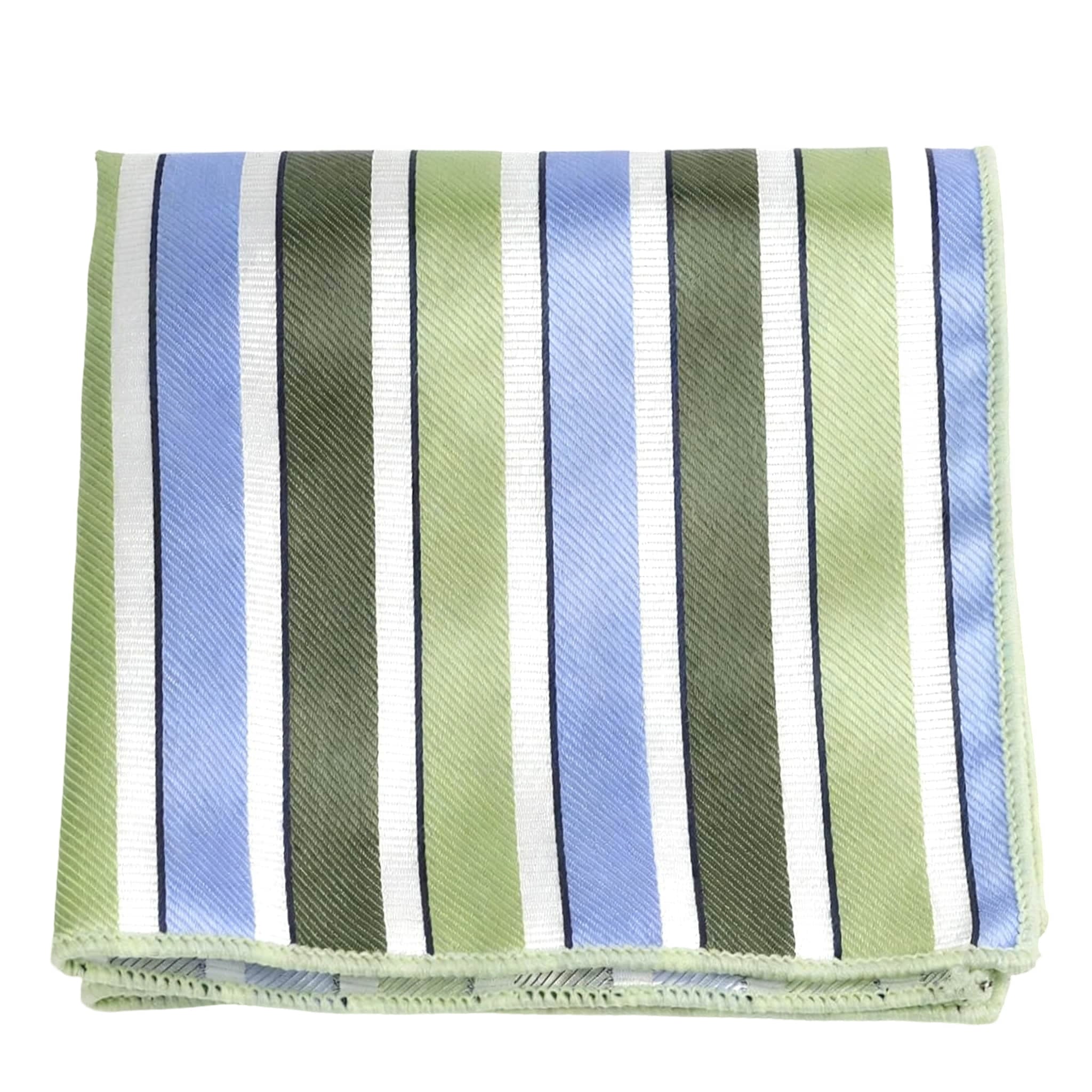 Green Blue Striped Pocket Square