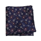Navy Blue Red Paisley Pocket Square