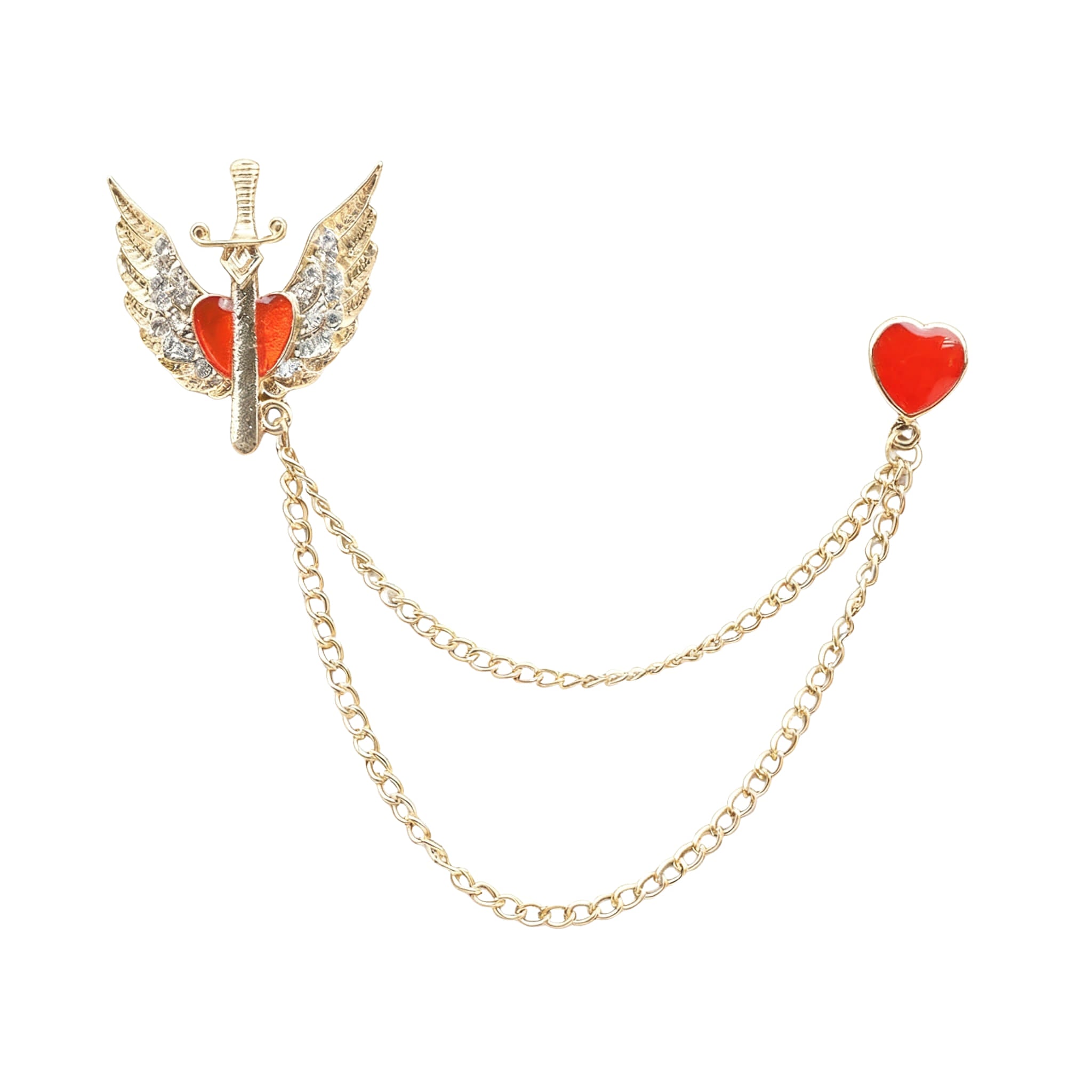 Gold Red Heart Lapel Pin