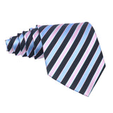 Black With Pink And Blue Striped Necktie