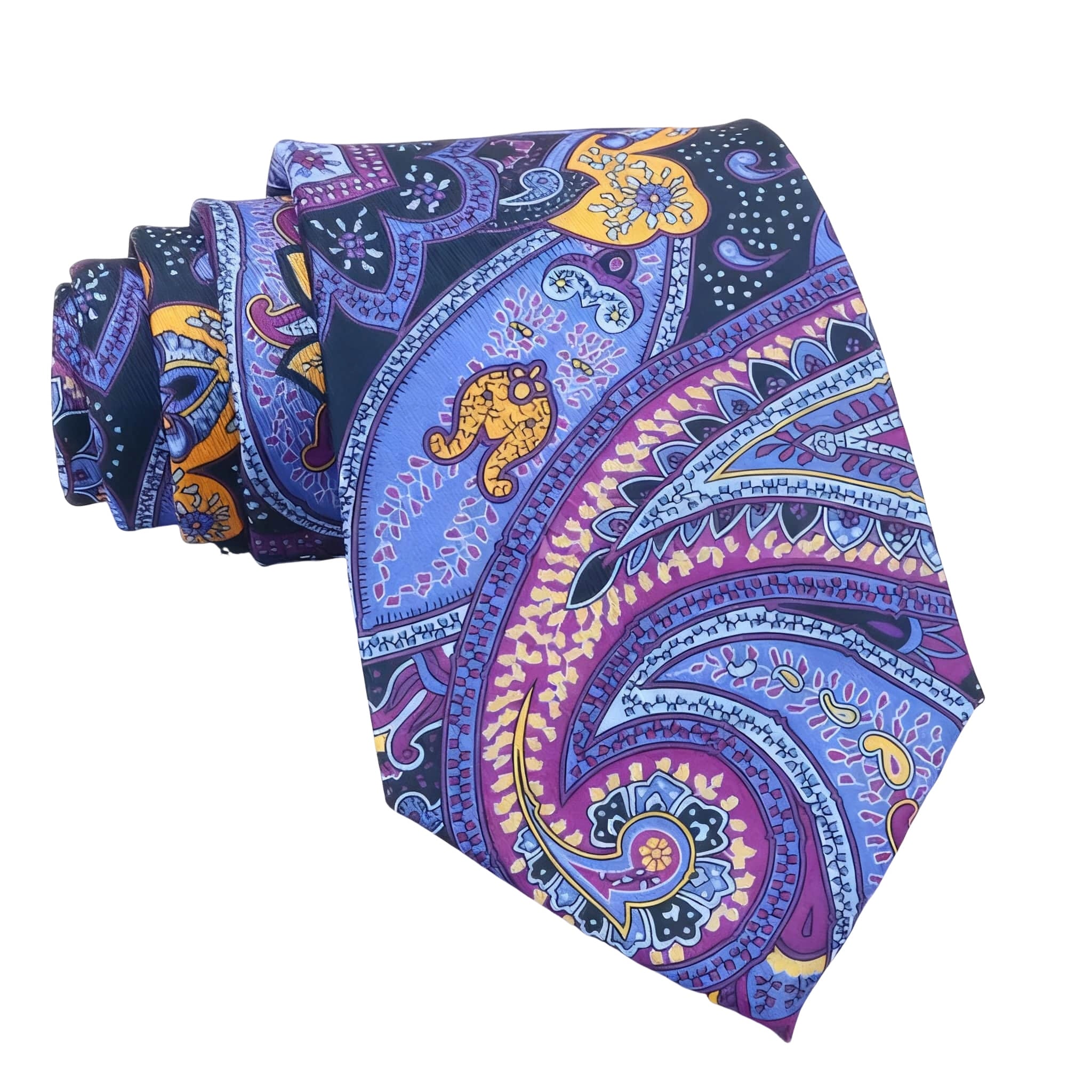 Purple Yellow Paisley Necktie