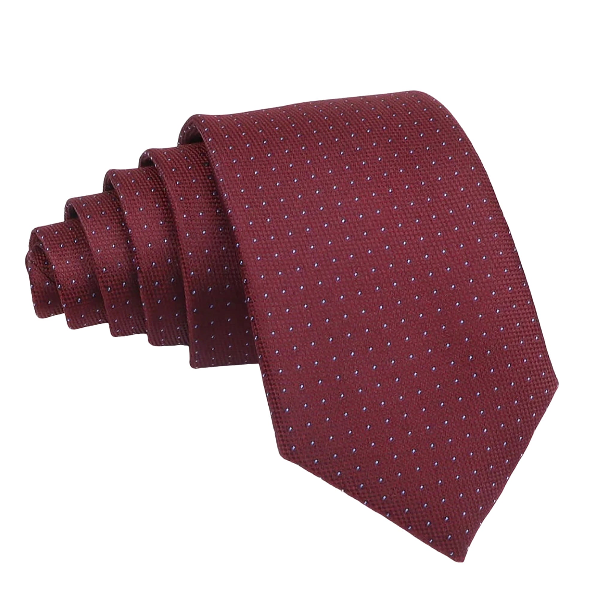 Burgundy With Silver Polka Dots Necktie