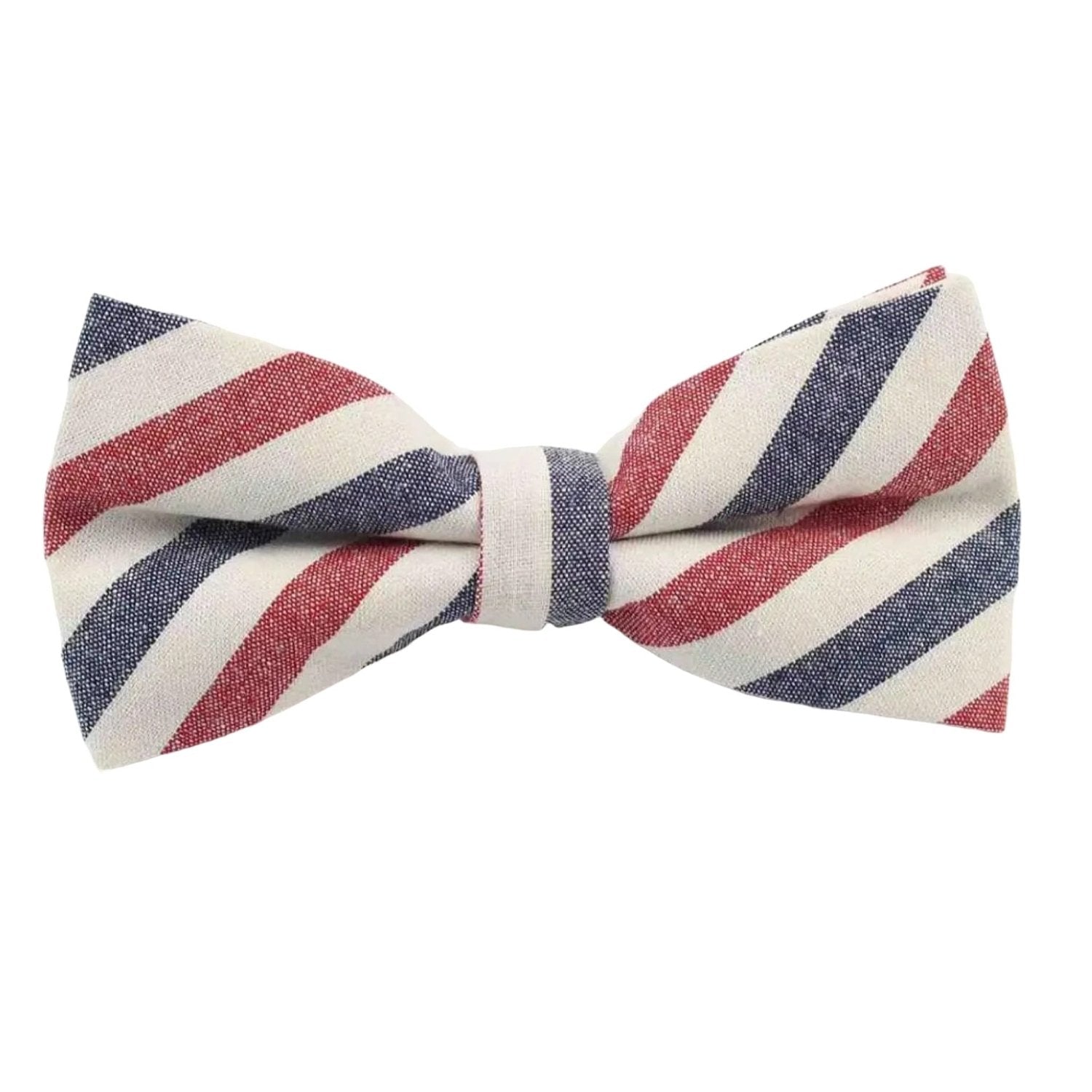 White With Red Blue Diagonal Stripes Bowtie