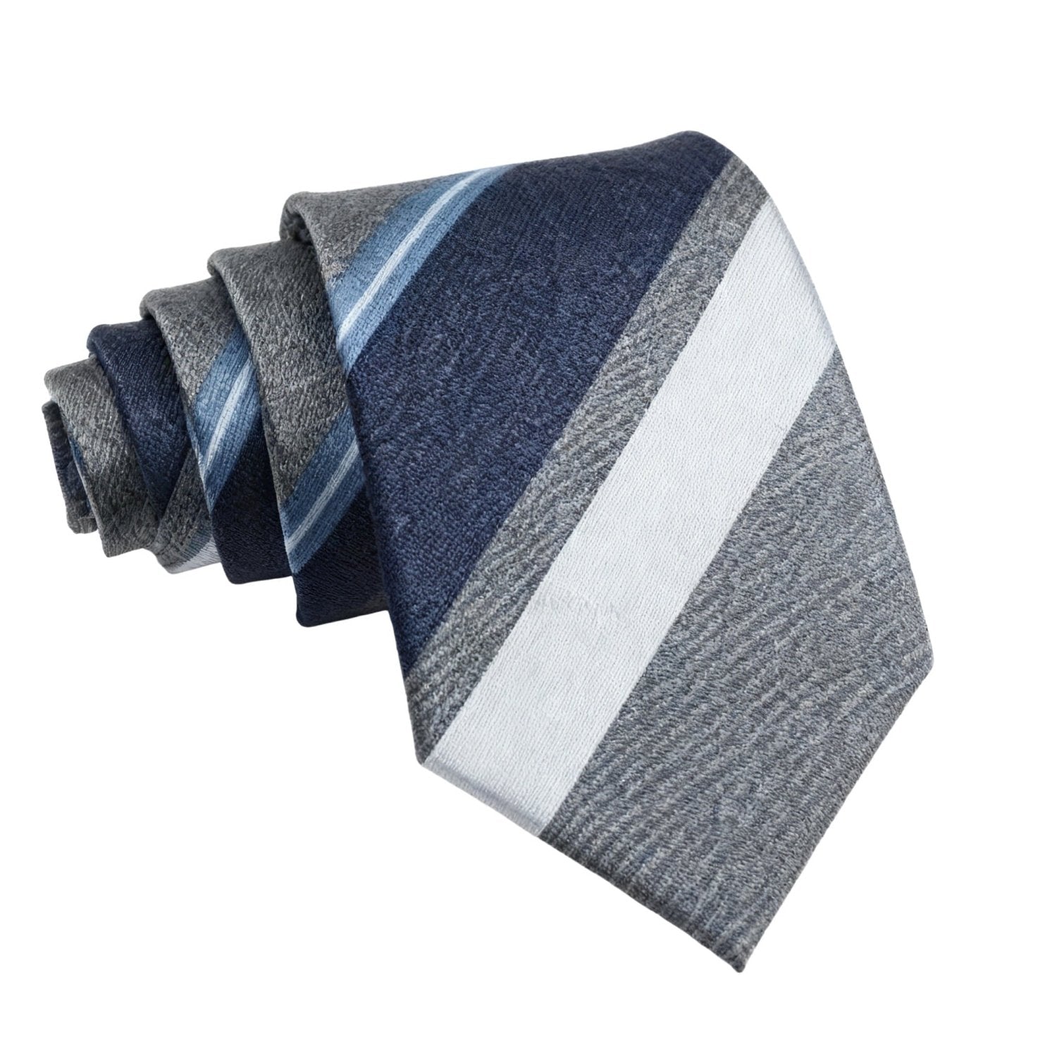 Gray with Blue Diagonal Stripes Necktie