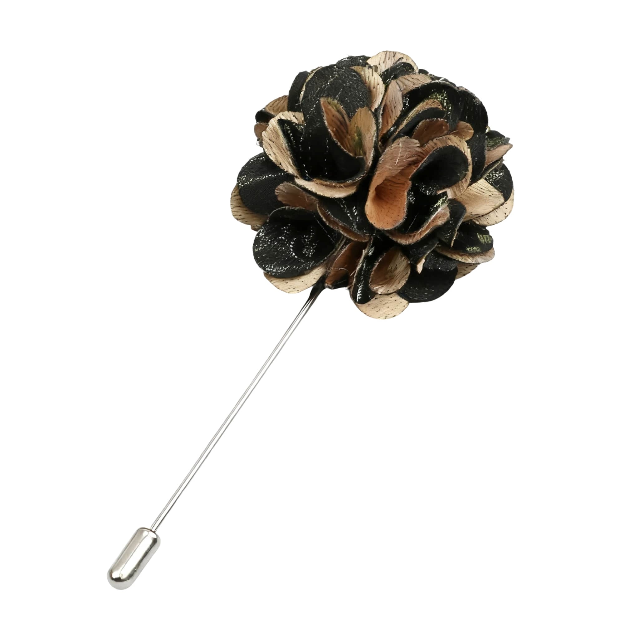 Black Brown Floral Lapel Pin