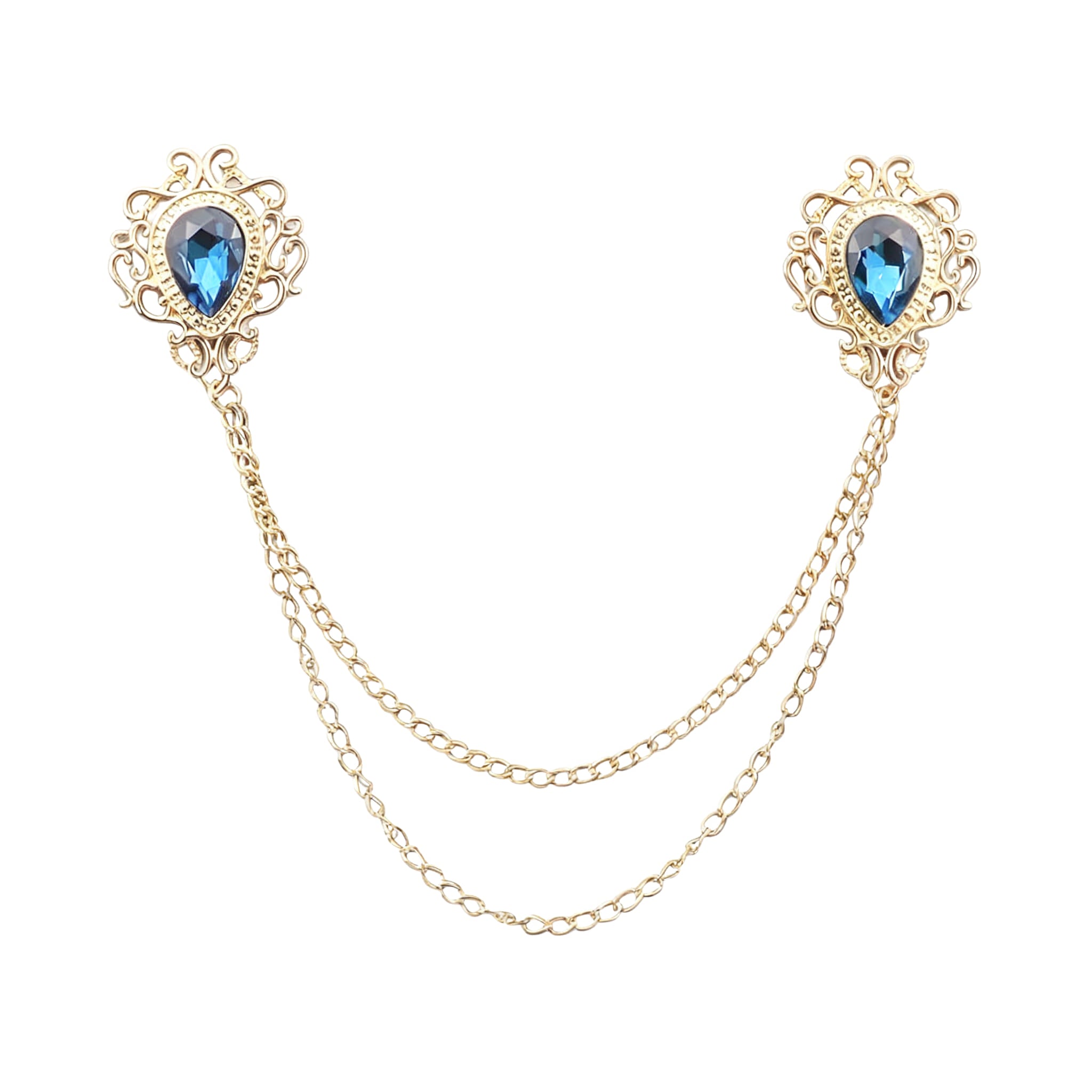 Gold Blue Rhinestone Accessorie