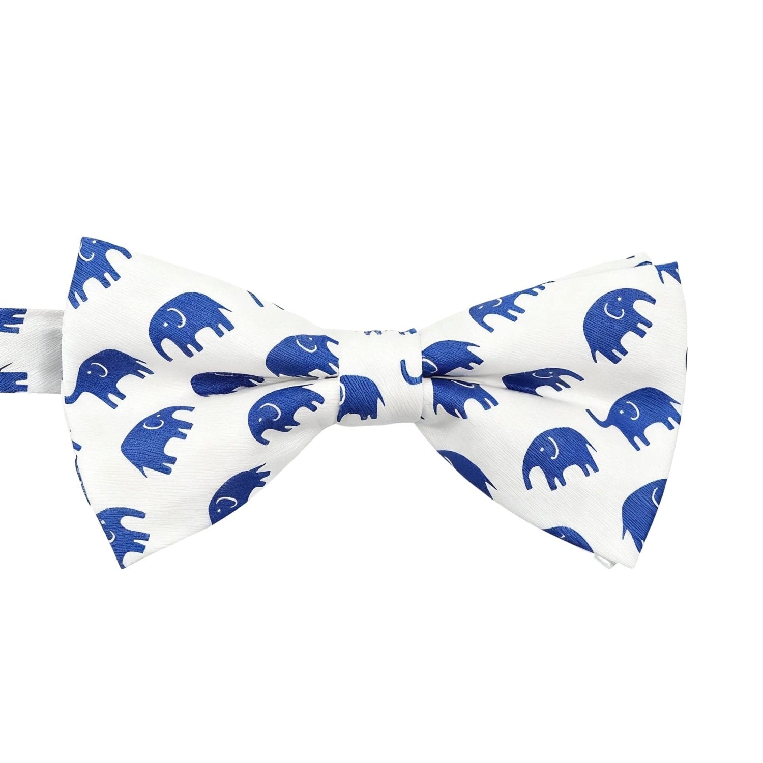 White With Blue Elephants Bowtie