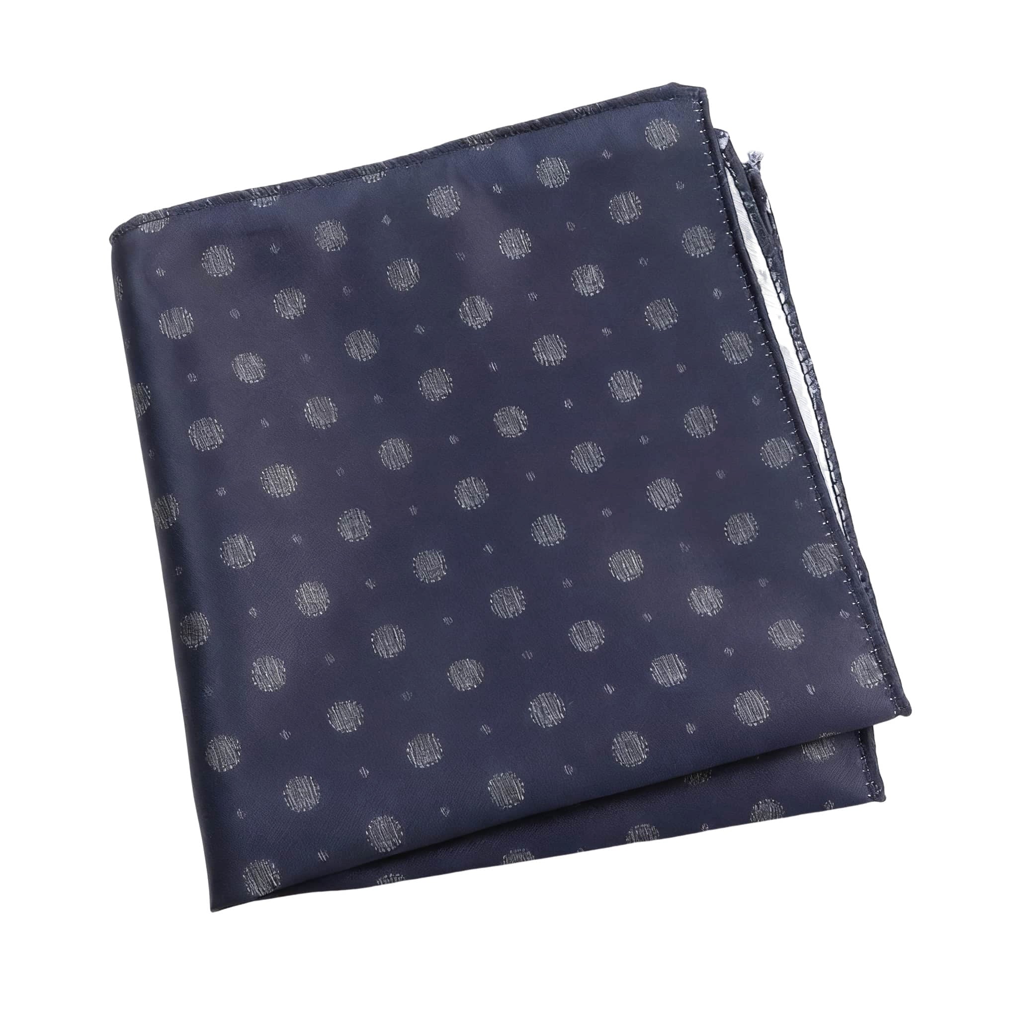 Navy Blue Silver Polka Dot Pocket Square