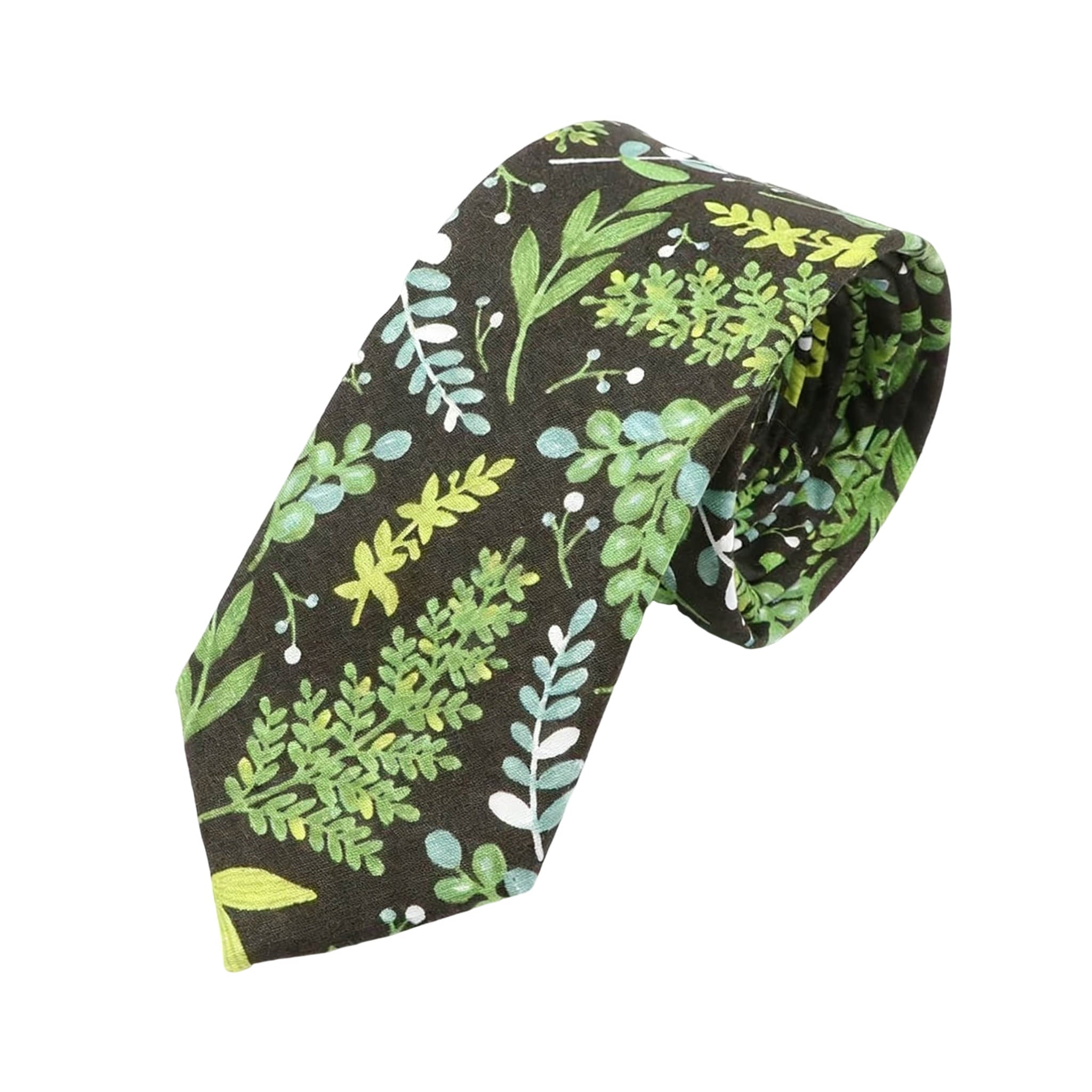 Brown Green Leaf Necktie