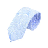 Light Blue White Leaf Necktie