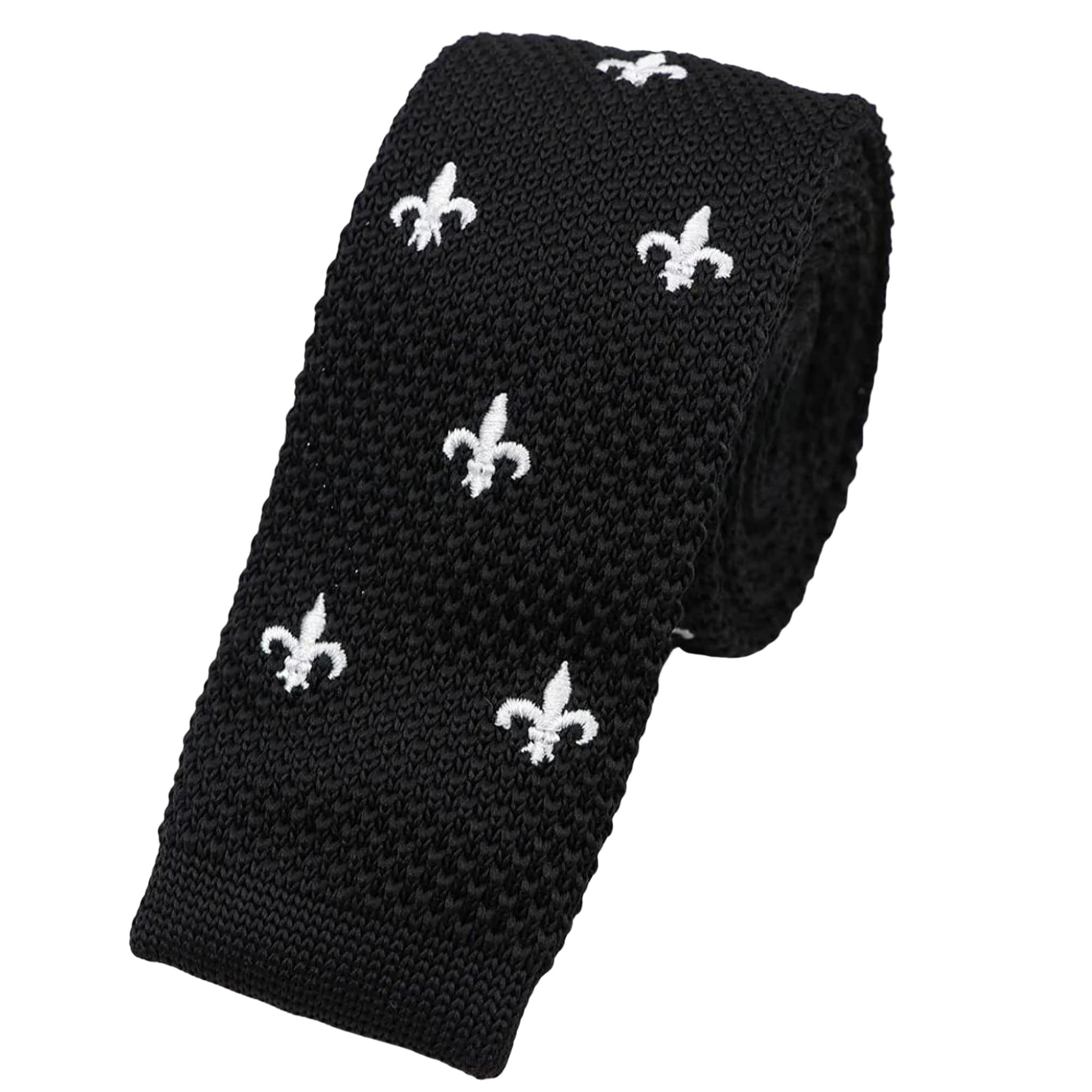 Black Knitted Fleur De Lis Tie