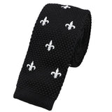 Black Knitted Fleur De Lis Tie