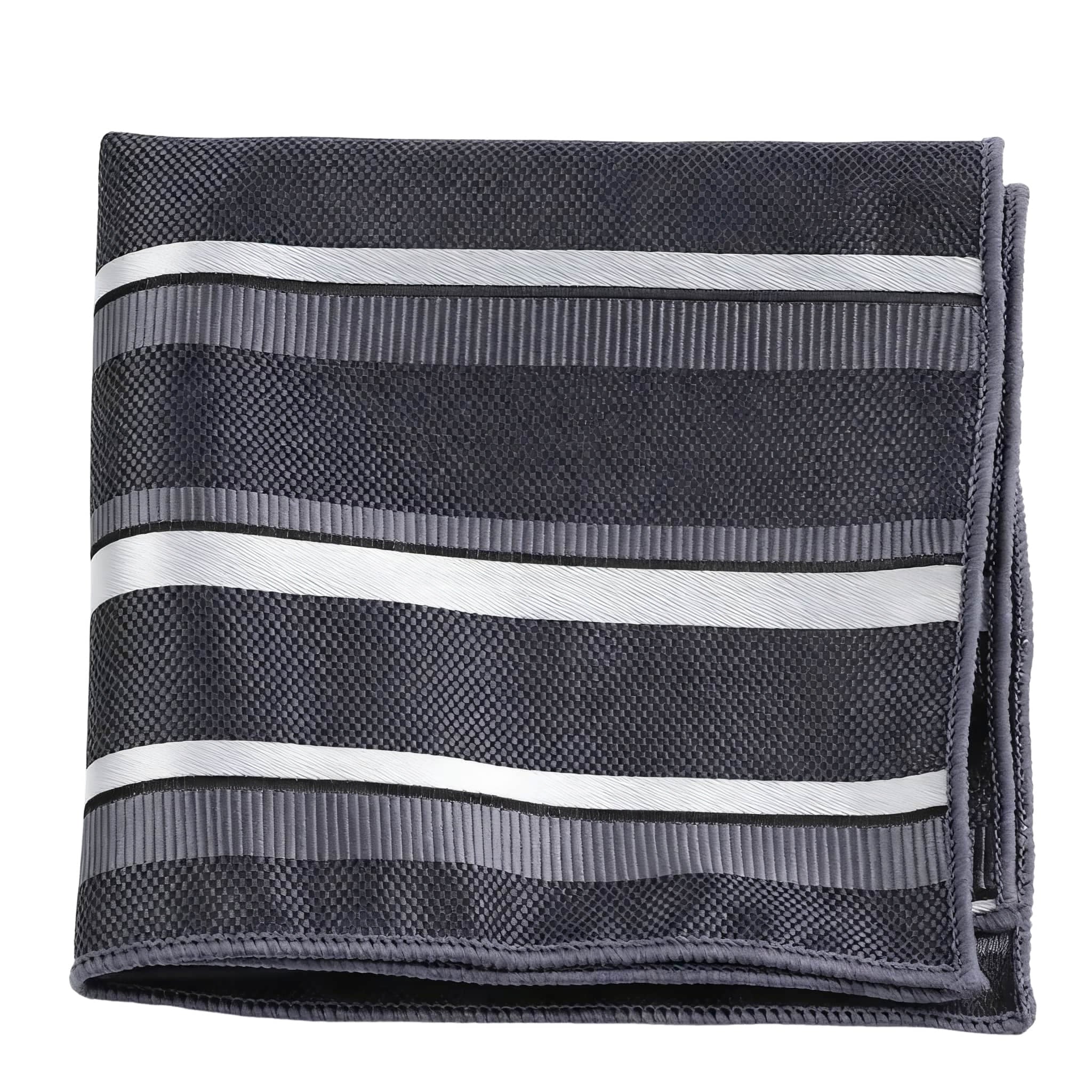 Gray White Striped Pocket Square