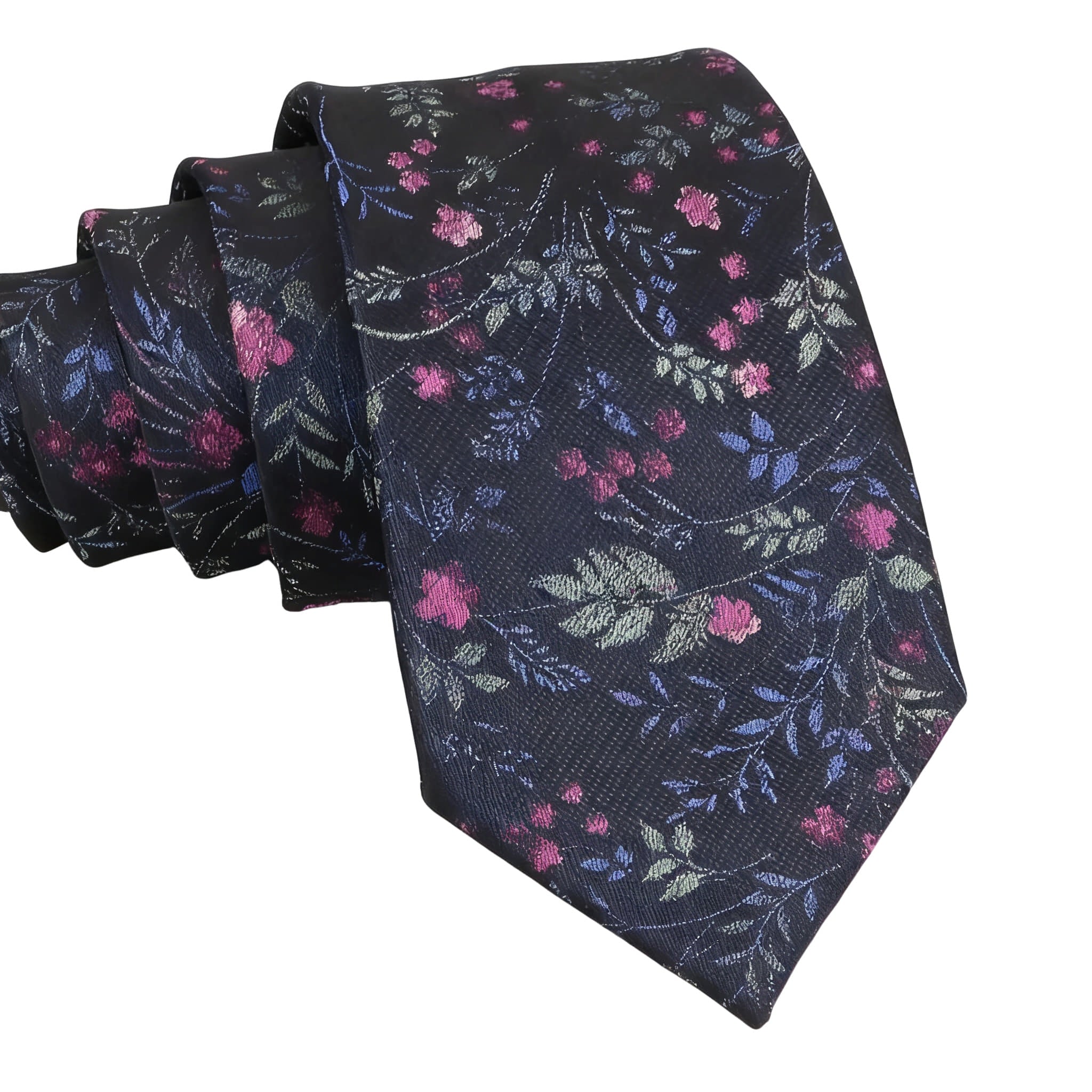 Black Green Floral Necktie