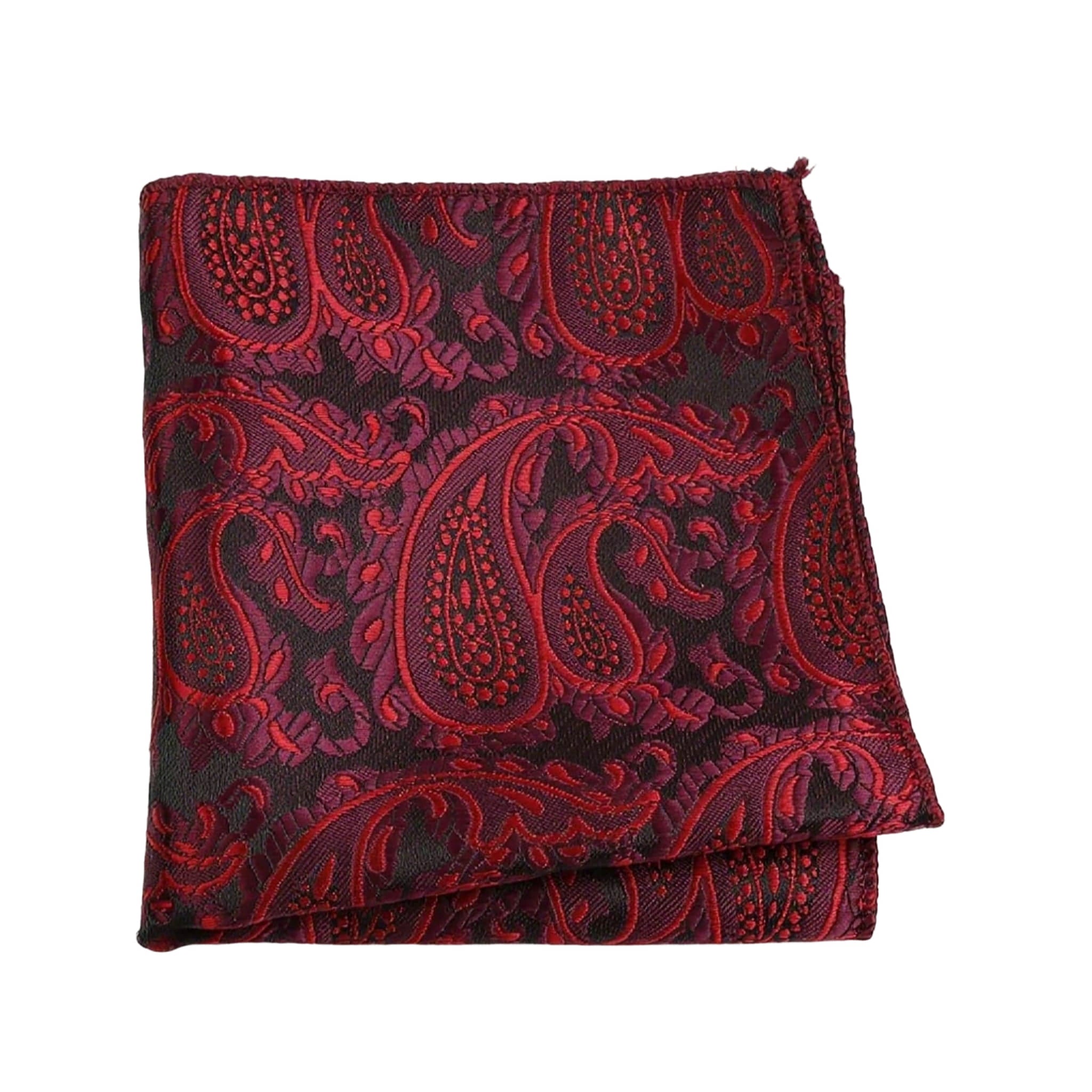 Maroon Red Paisley Pocket Square