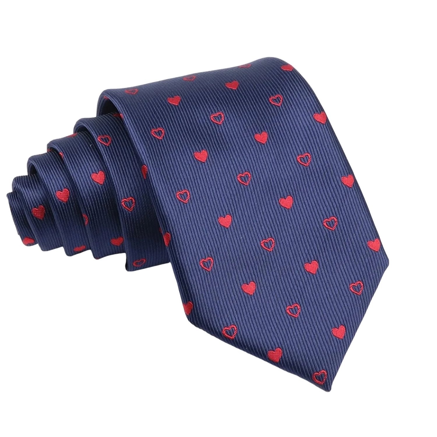 Navy Blue With Red Heart Necktie
