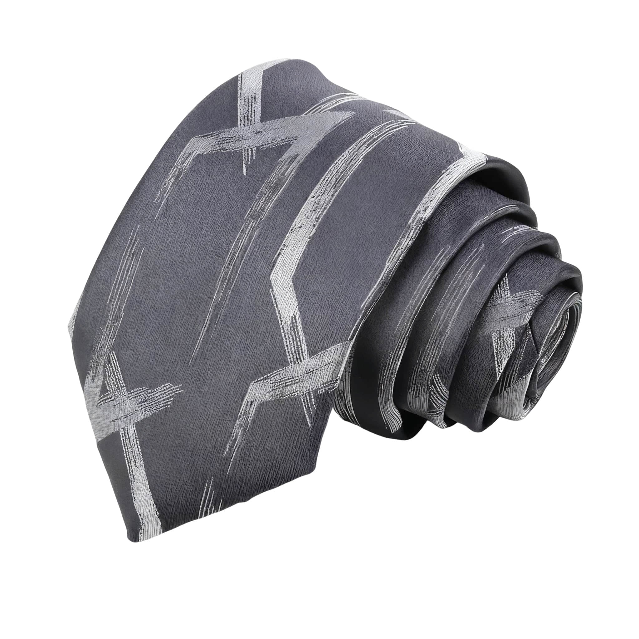Gray Silver Striped Necktie