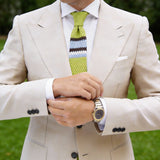 Green with Black White SkyBlue Striped Knitted Necktie