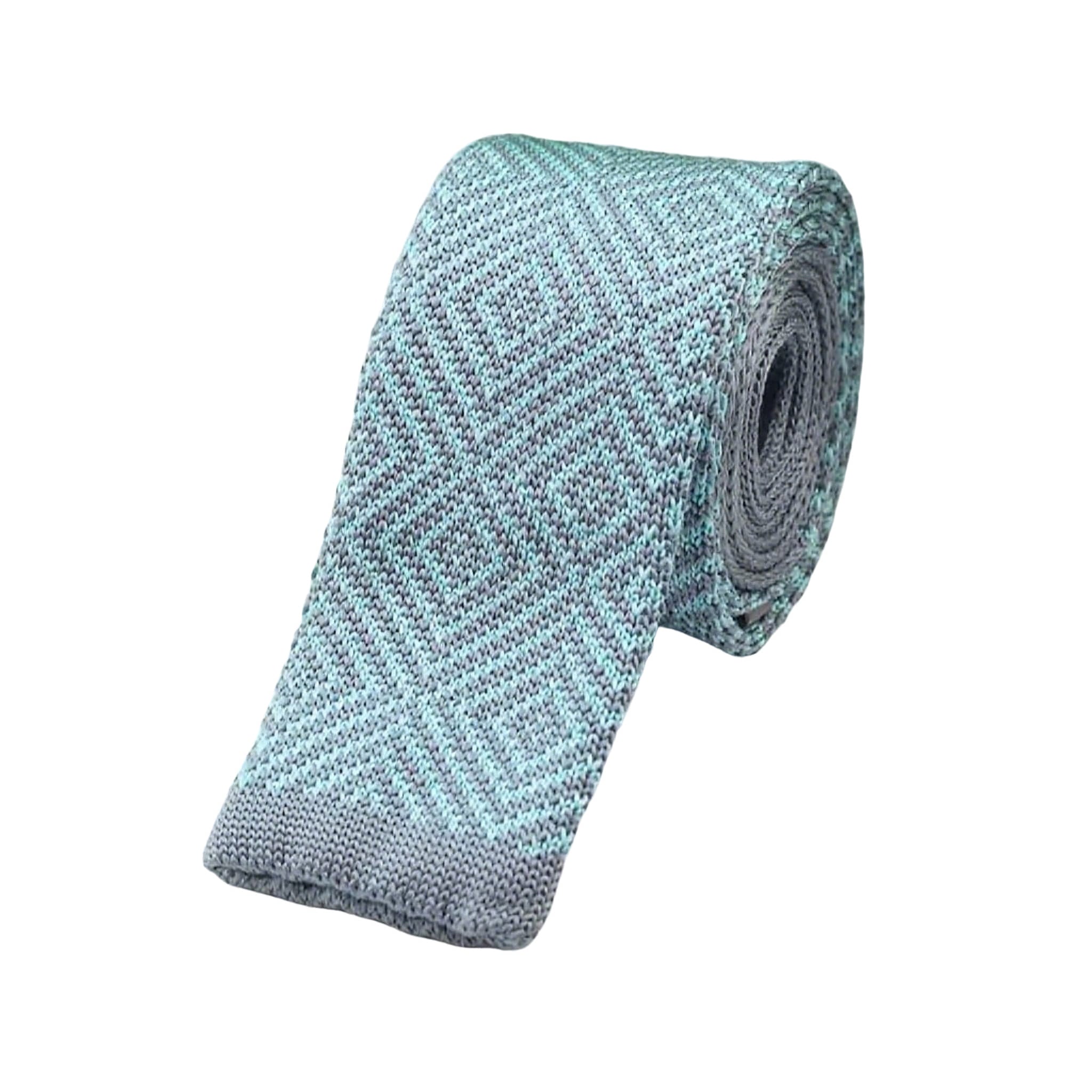 Gray Teal Knitted Tie
