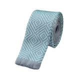 Gray Teal Knitted Tie