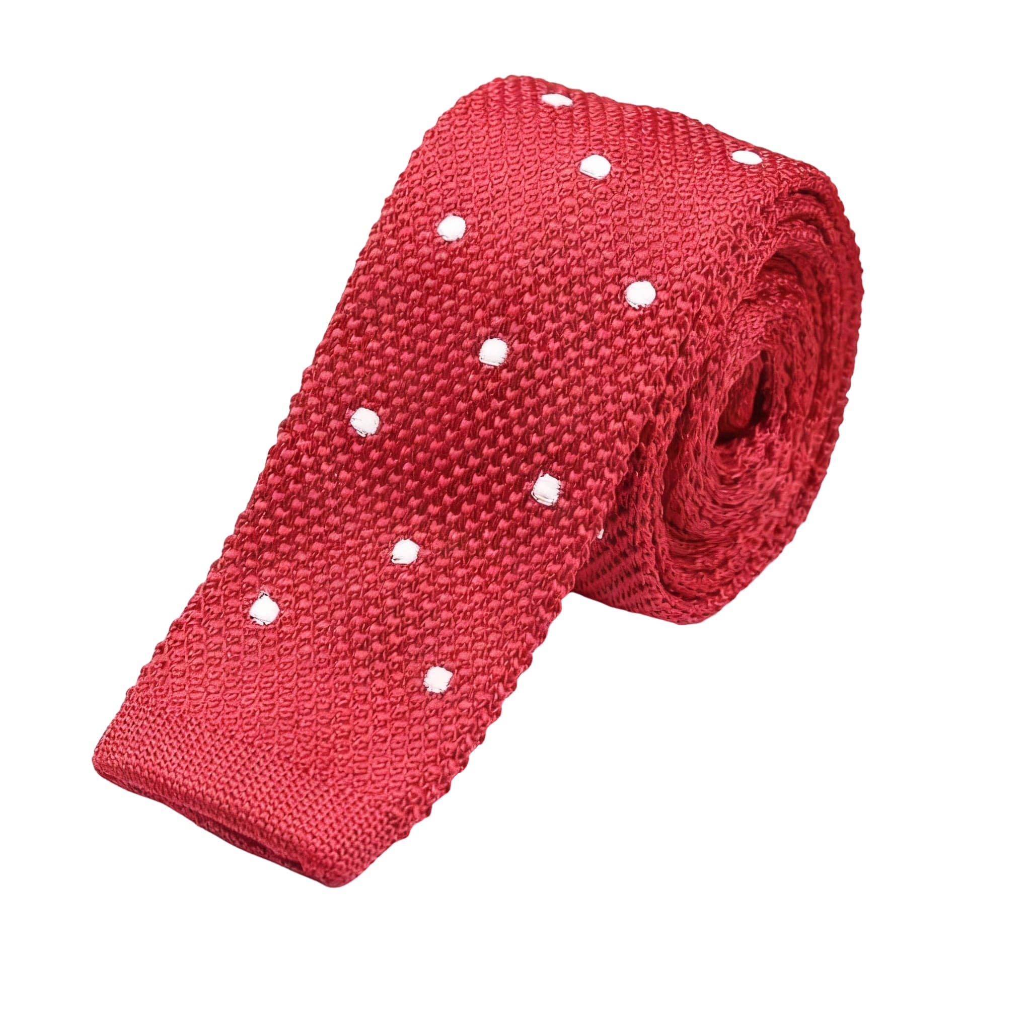 Red White Dot Knitted Necktie