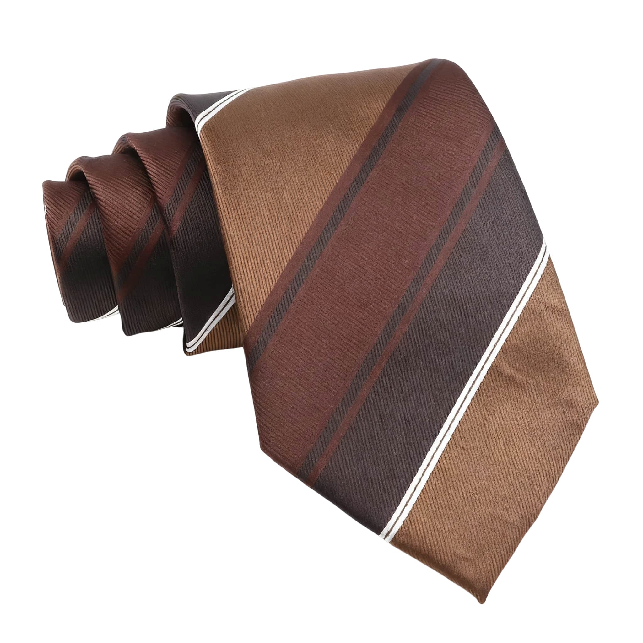 Brown Dark Brown Striped Necktie