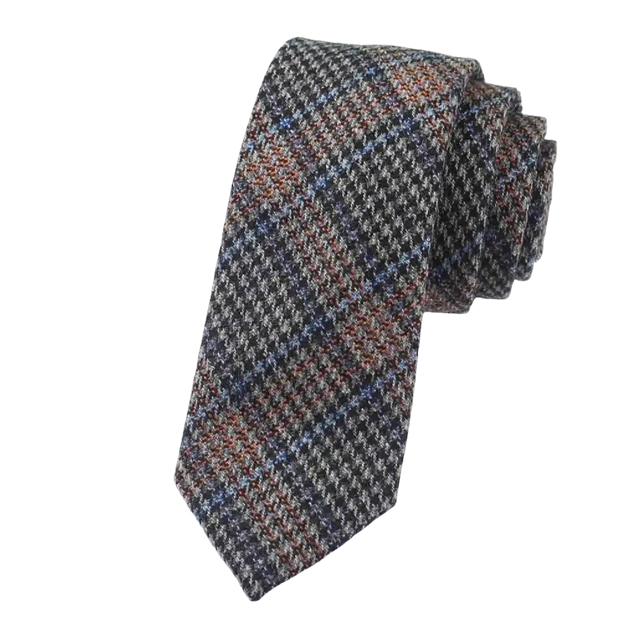 Gray Brown Houndstooth Necktie
