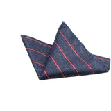 Navy Blue Red Striped Pocket Square