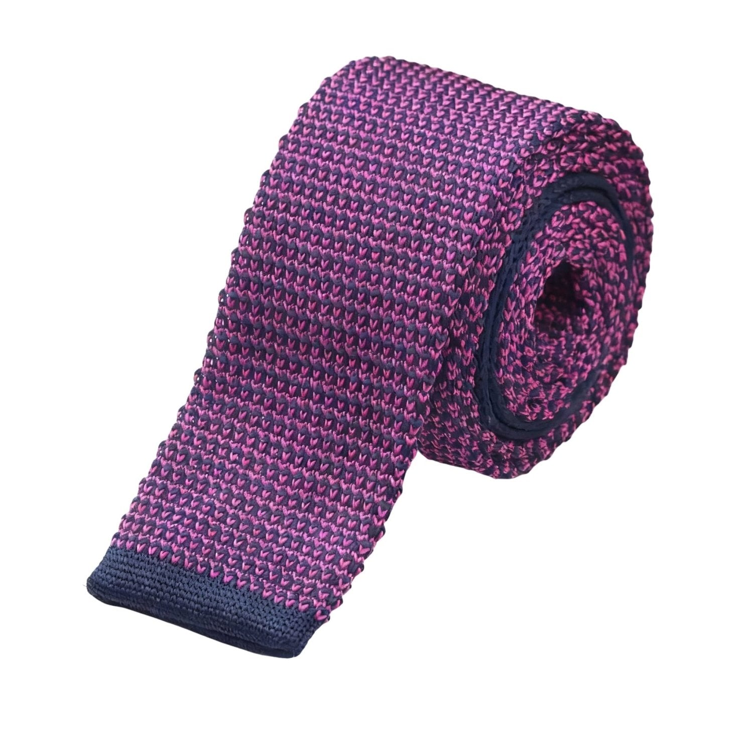 Dark Blue With Pink Knitted Necktie
