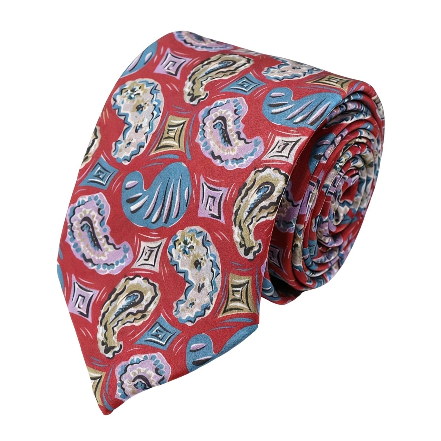 Red with Blue Paisley Necktie