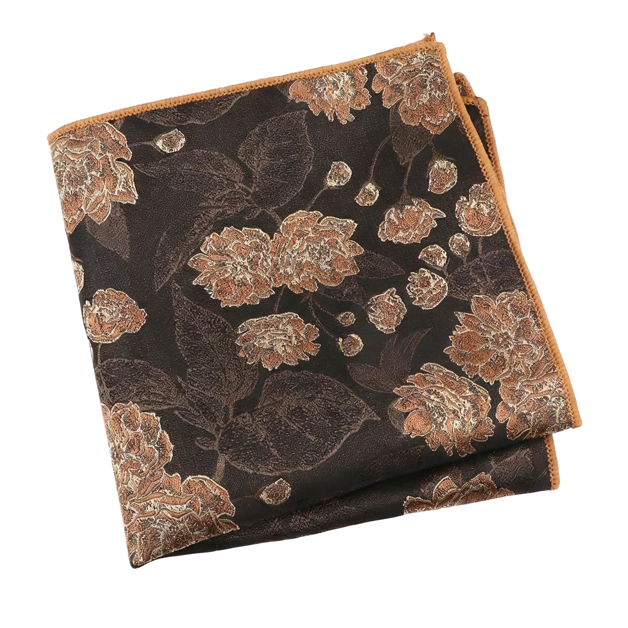 Black Brown Floral Pocket Square