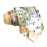 Beige White Building Necktie