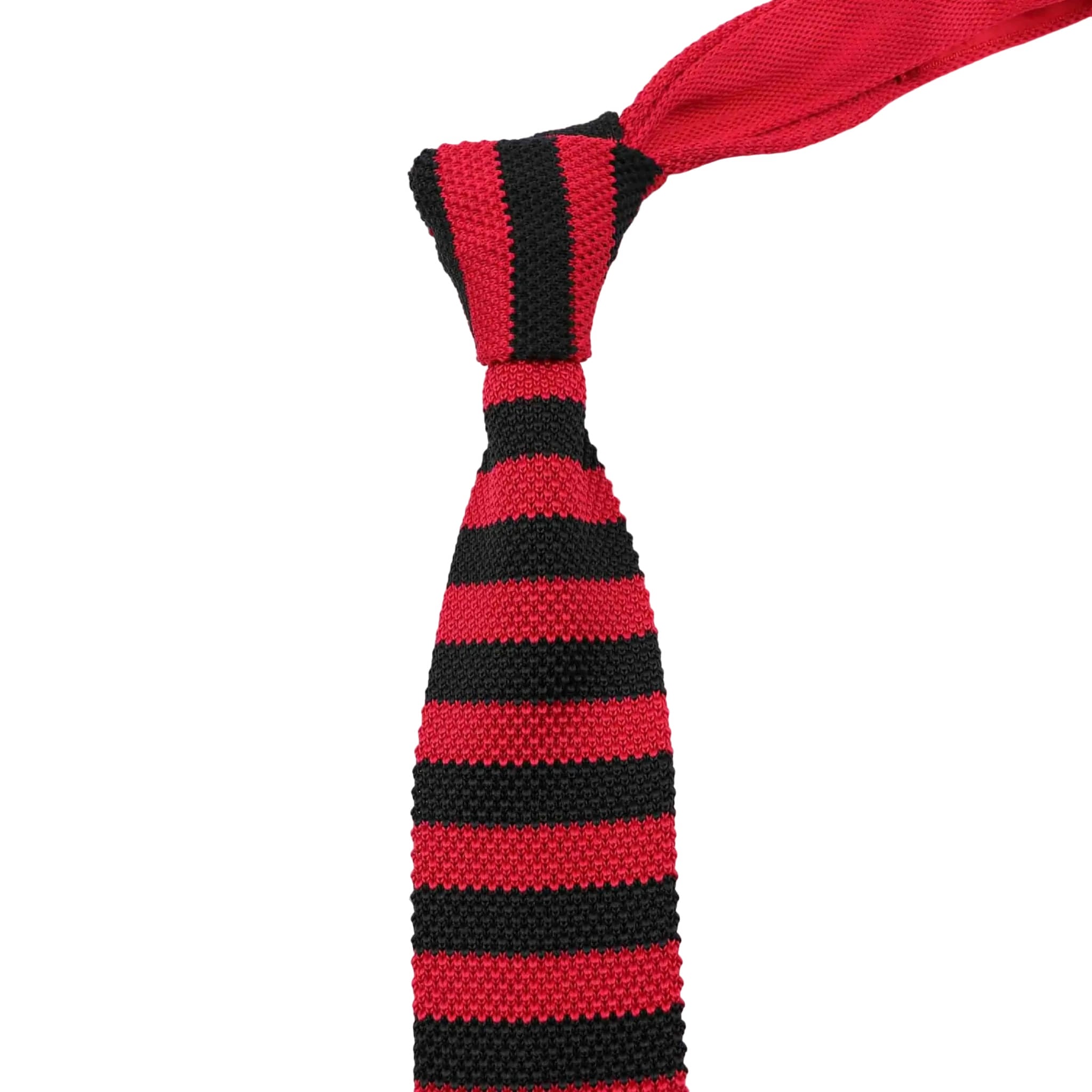 Red Black Stripe Knitted Tie