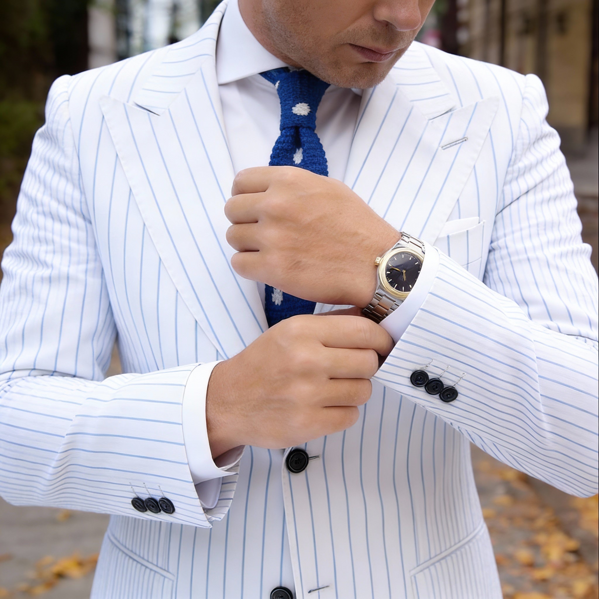 Blue With White Dots Necktie